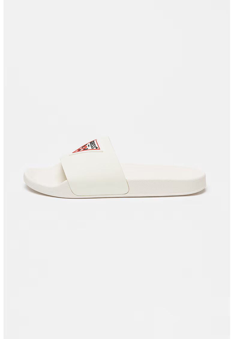 Guess Papuci cu logo contrastant - Alb