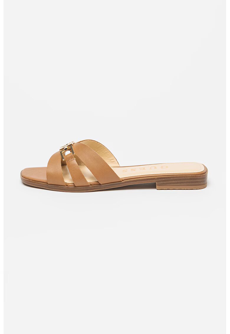 Guess Papuci de piele - Auriu/Maro