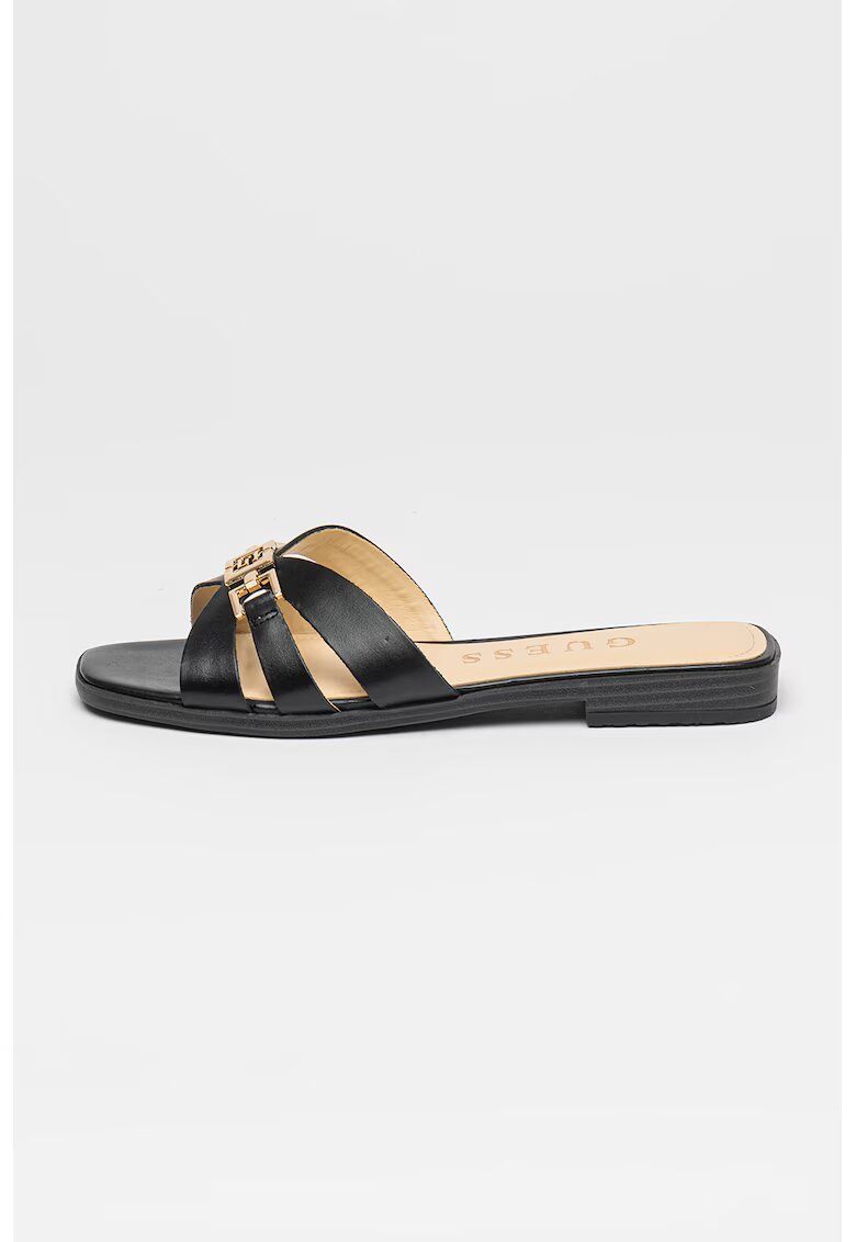 Guess Papuci de piele - Auriu/Negru