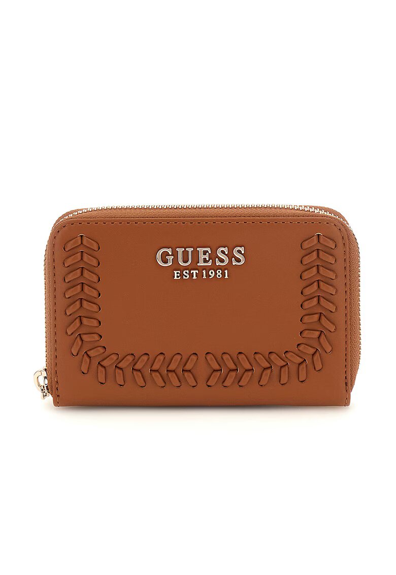 Guess Portofel din piele ecologica cu detaliu cu siret - Caramel