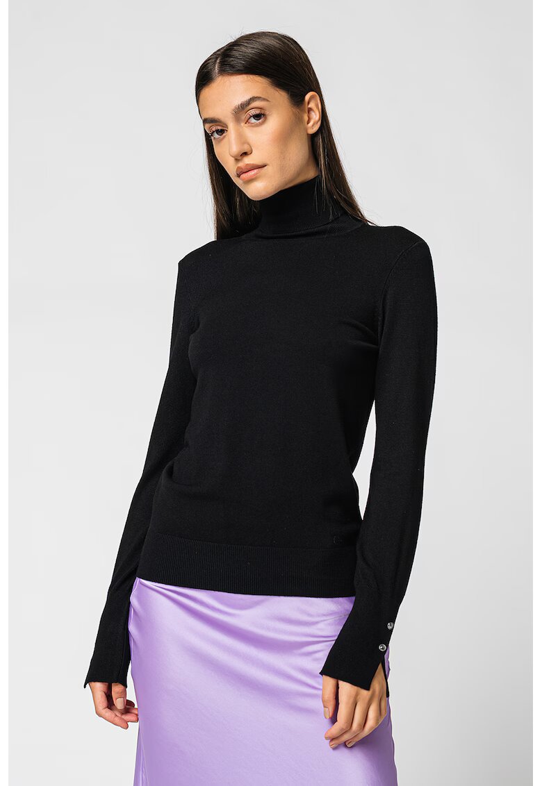 Guess Pulove cu mansete cu nasturi si guler inalt - Negru