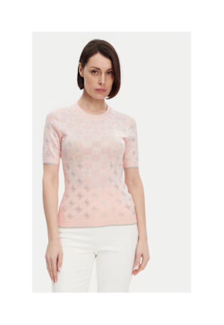 Guess Pulover cu decolteu la baza gatului si imprimeu grafic