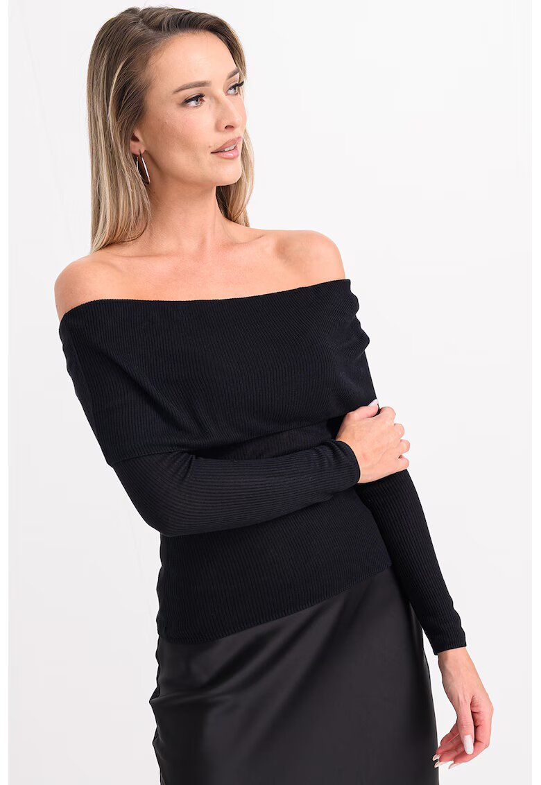 Guess Pulover cu decolteu pe umeri - Negru