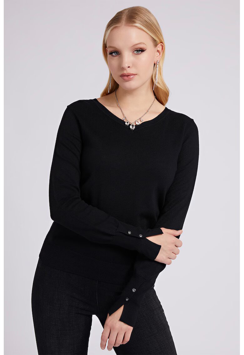 Guess Pulover cu decolteu rotund - Negru