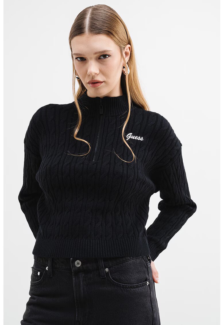Guess Pulover cu model torsade - Negru