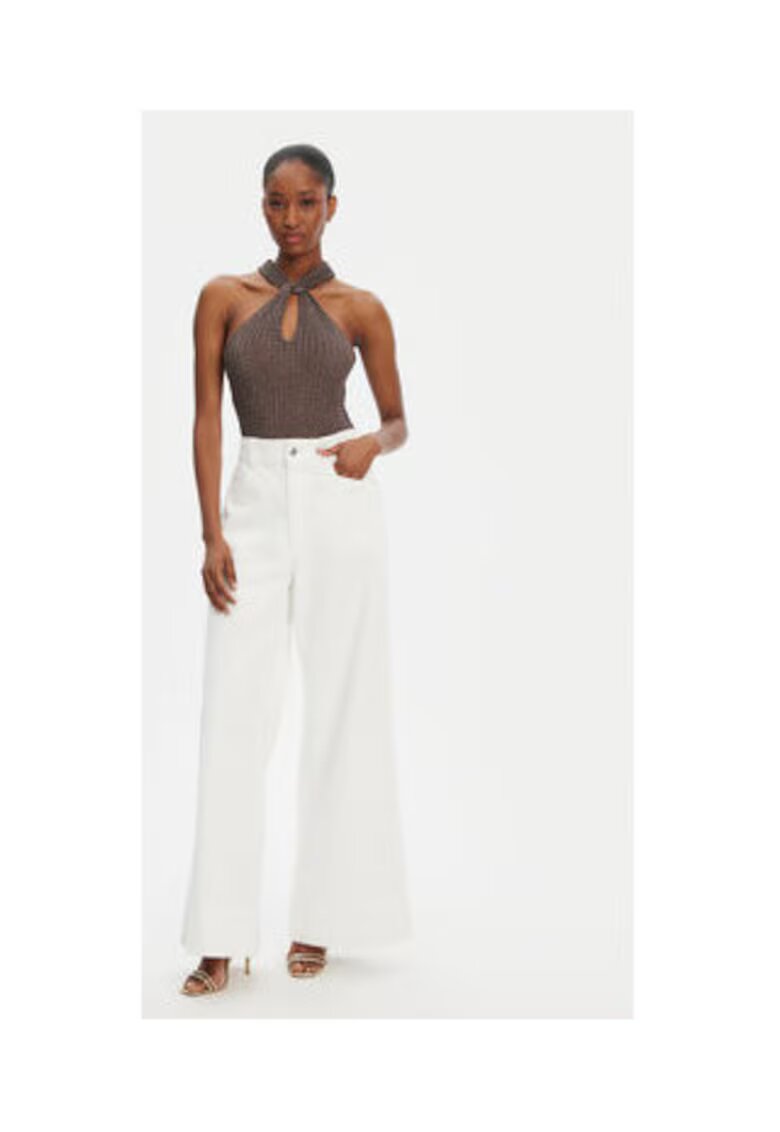 Guess Pulover tricotat din amestec de viscoza cu aspect metalic - fara maneci