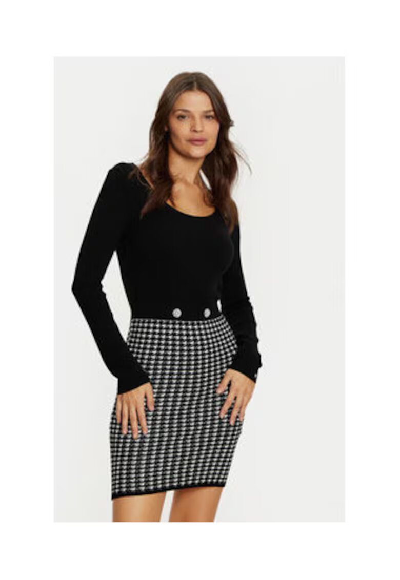 Guess Rochie bodycon cu imprimeu houndstooth Gabriella W5RK12