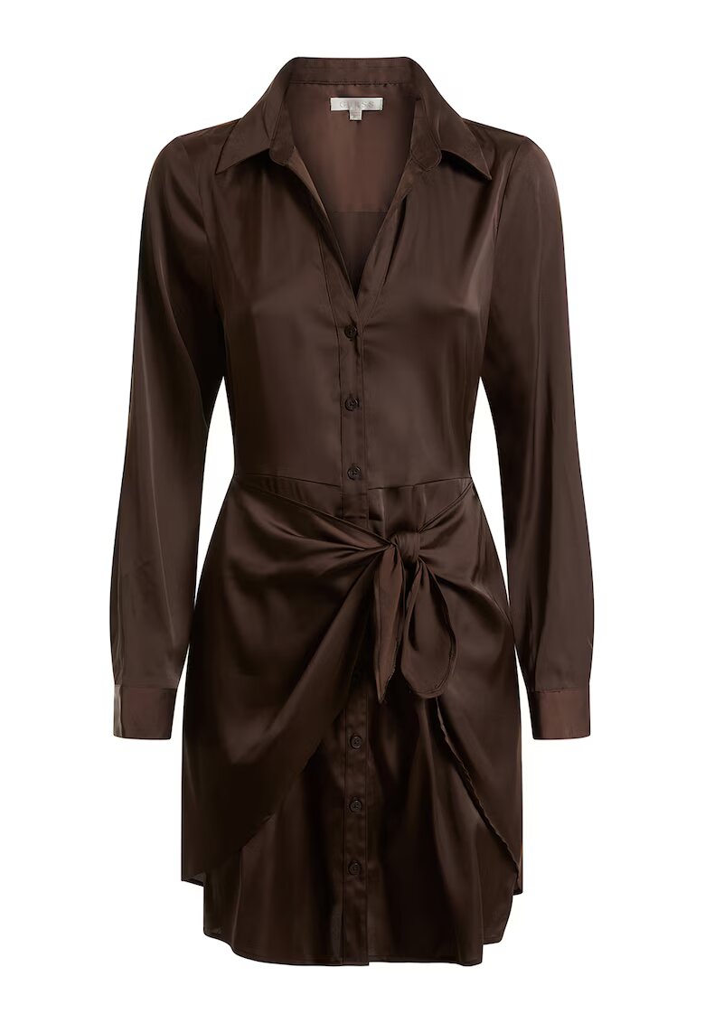 Guess Rochie-camasa cu detaliu nod - Maro cognac