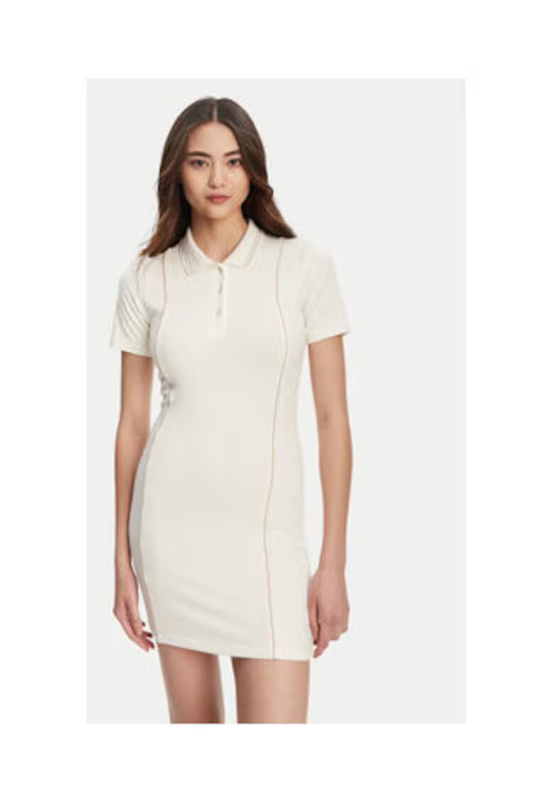 Guess Rochie din amestec de viscoza cu guler polo