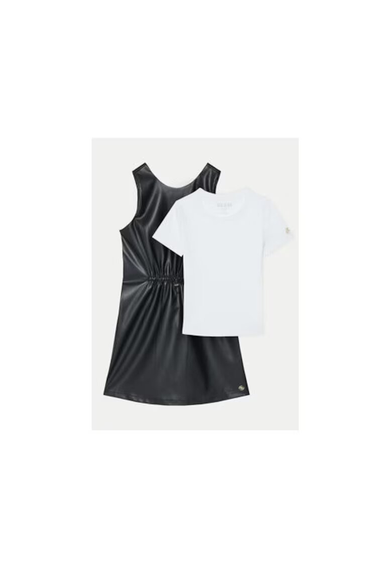 Guess Rochie din piele ecologica cu tricou