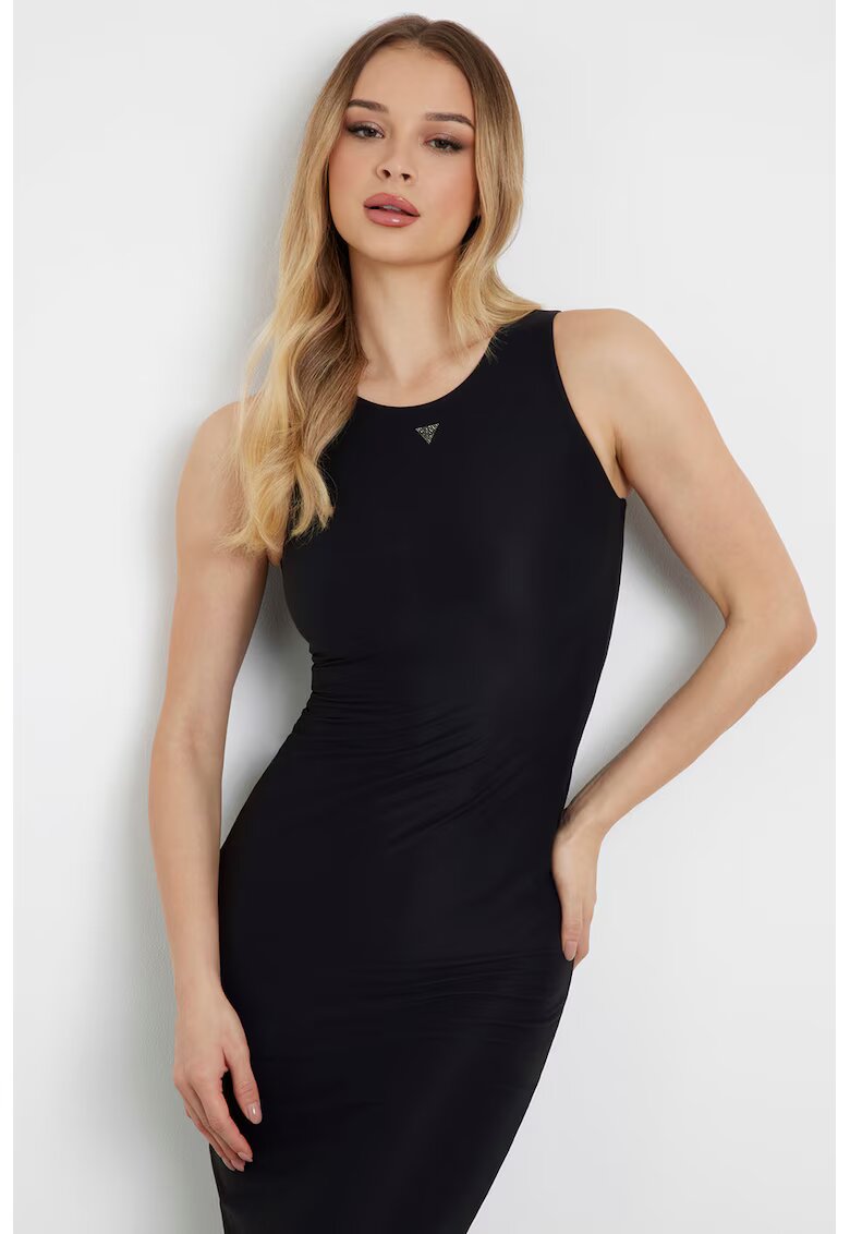 Guess Rochie lunga cu decolteu rotund - Negru