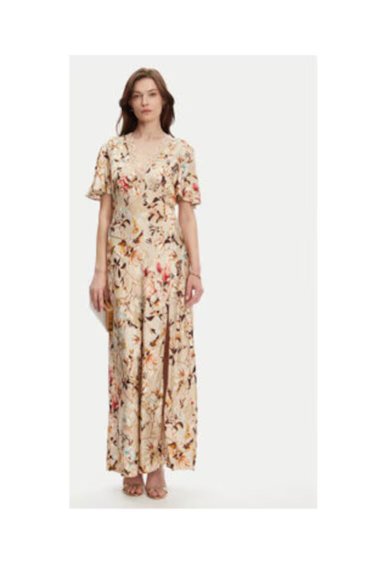 Guess Rochie lunga cu model floral si decolteu in V