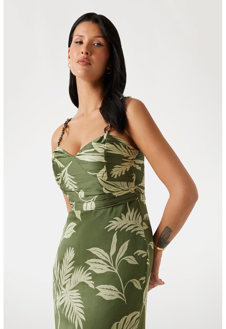 Guess Rochie lunga cu slit lateral - Verde feriga