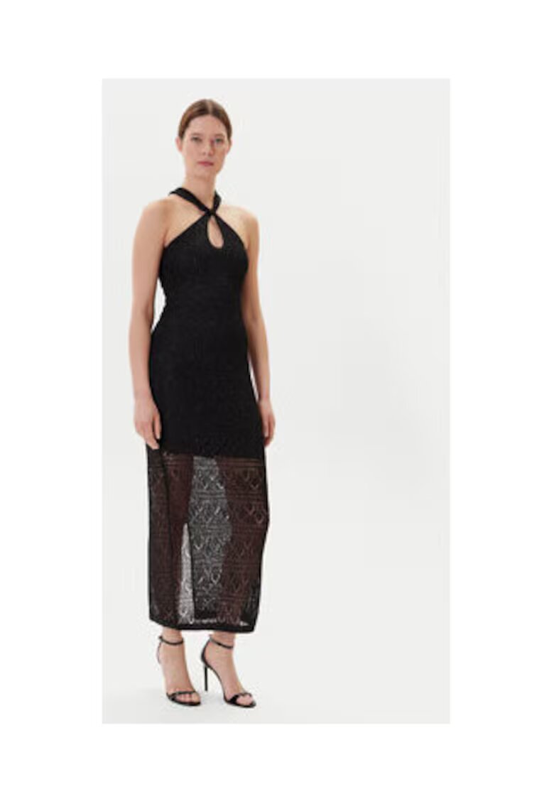 Guess Rochie lunga - tricotata - cu detaliu rasucit - Negru