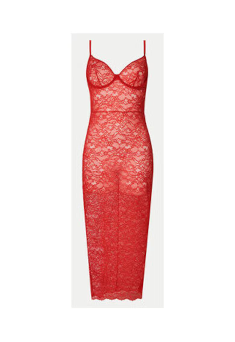 Guess Rochie midi transparenta din dantela