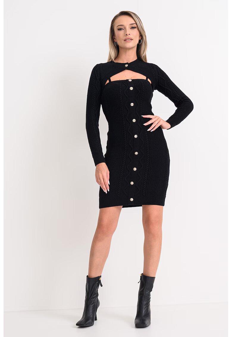 Guess Rochie mini tricotata cu bolero - Negru
