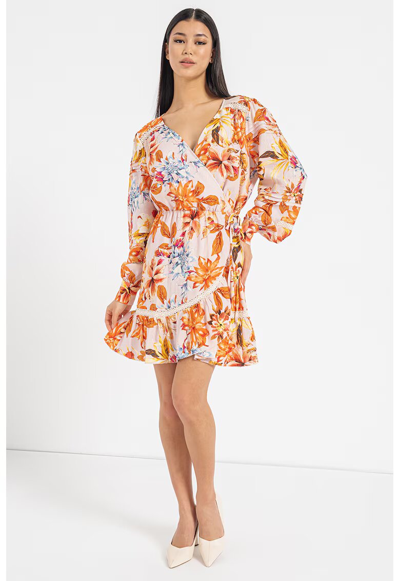Guess Rochie petrecuta din amestec de in - Portocaliu