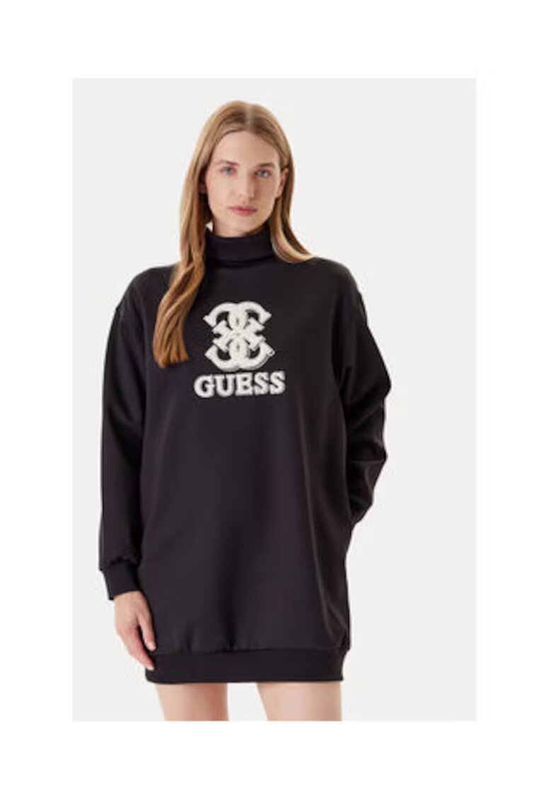 Guess Rochie-pulover scurta cu guler inalt si logo