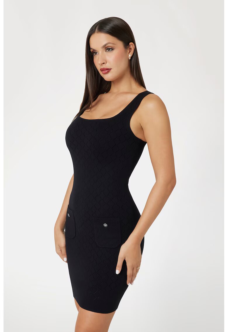 Guess Rochie scurta cu croiala cambrata - Negru stins