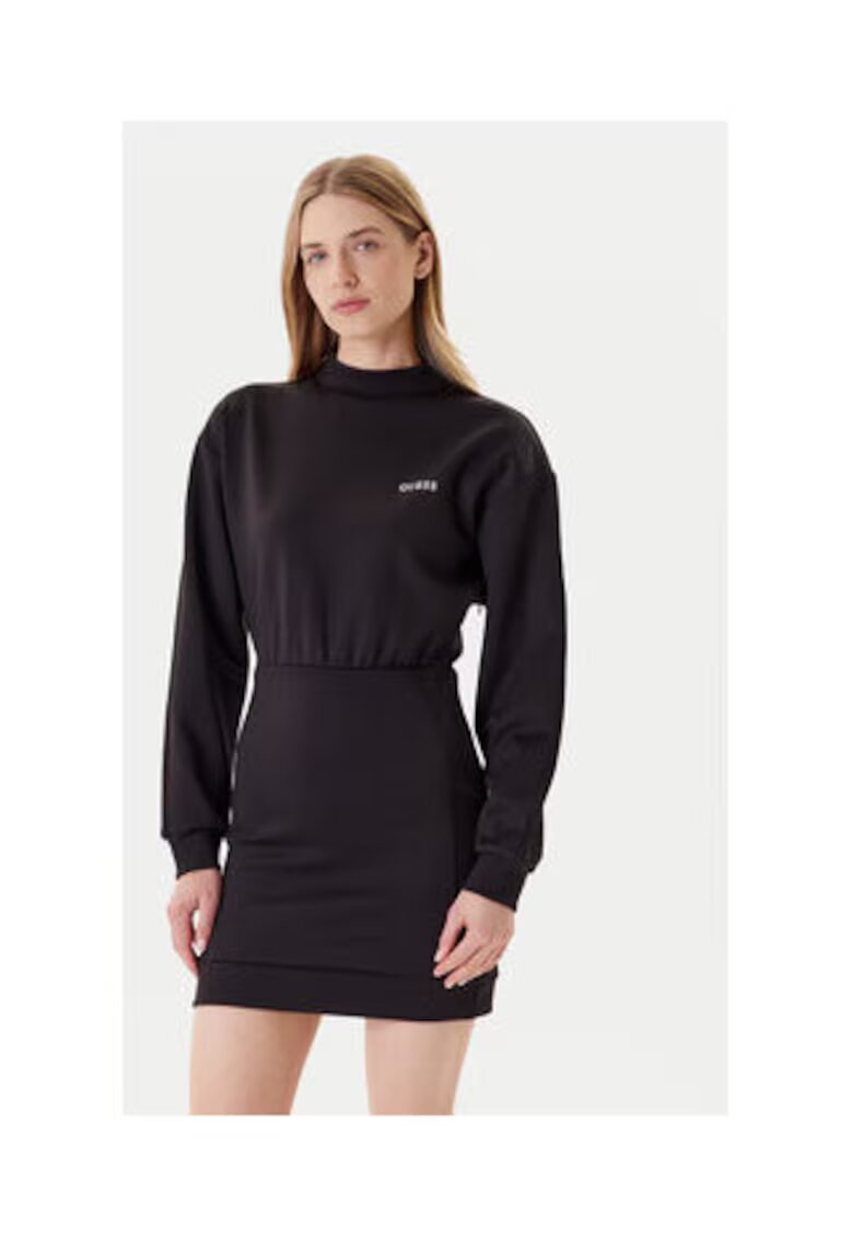 Guess Rochie scurta din amestec de poliester cu maneci lungi