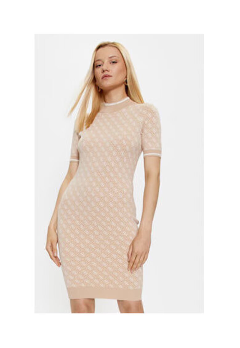 Guess Rochie tricotata bodycon cu monograma