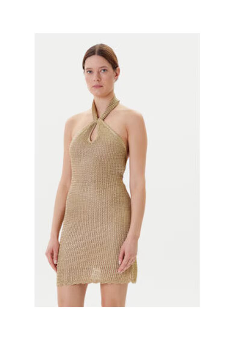 Guess Rochie tricotata cu detaliu rasucit - Auriu