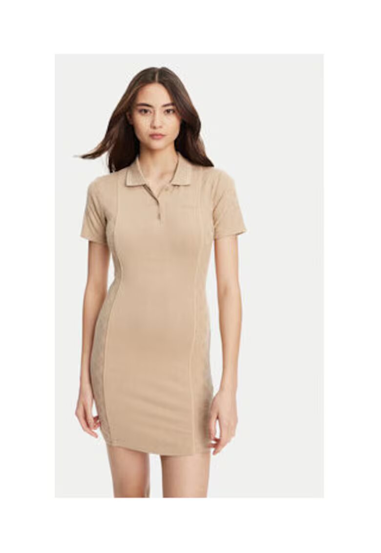 Guess Rochie tricotata din amestec de viscoza cu guler polo