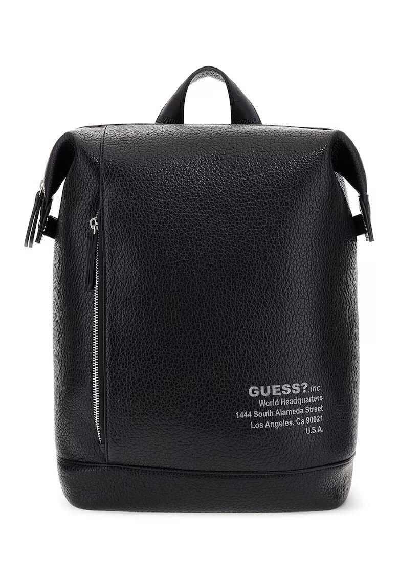 Guess Rucsac din piele ecologica cu imprimeu logo - Negru