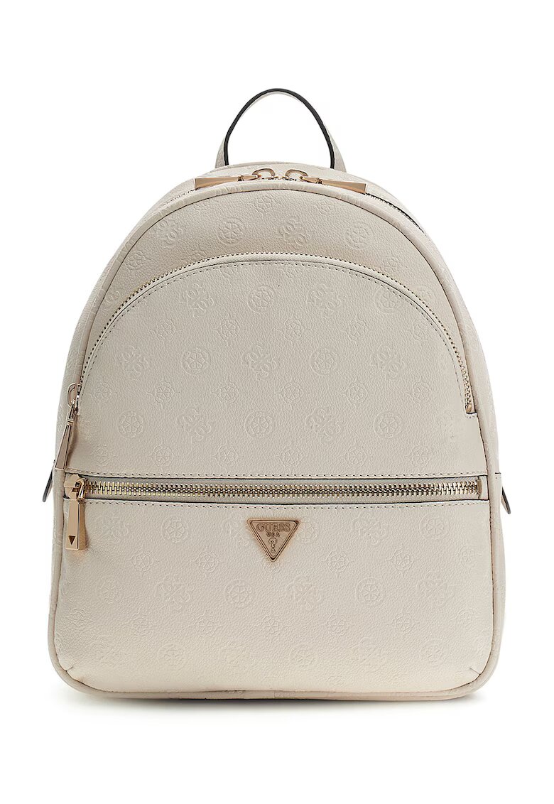 Guess Rucsac din piele ecologica cu model monograma Manhattan II - Alb murdar