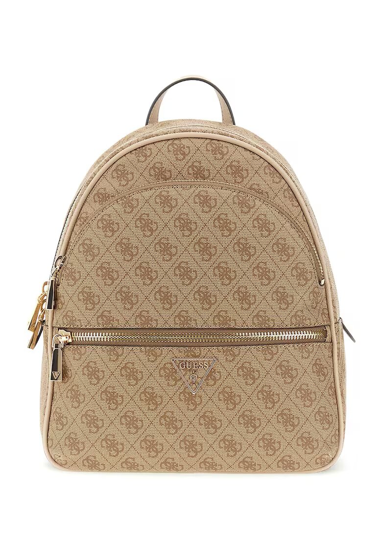 Guess Rucsac din piele ecologica cu model monograma Manhattan II - Maro deschis