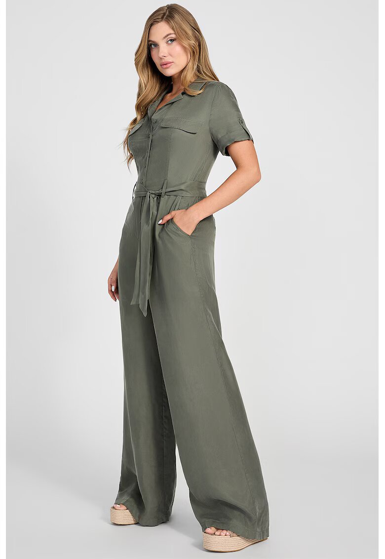 Guess Salopeta din amestec de cupro - Verde feriga