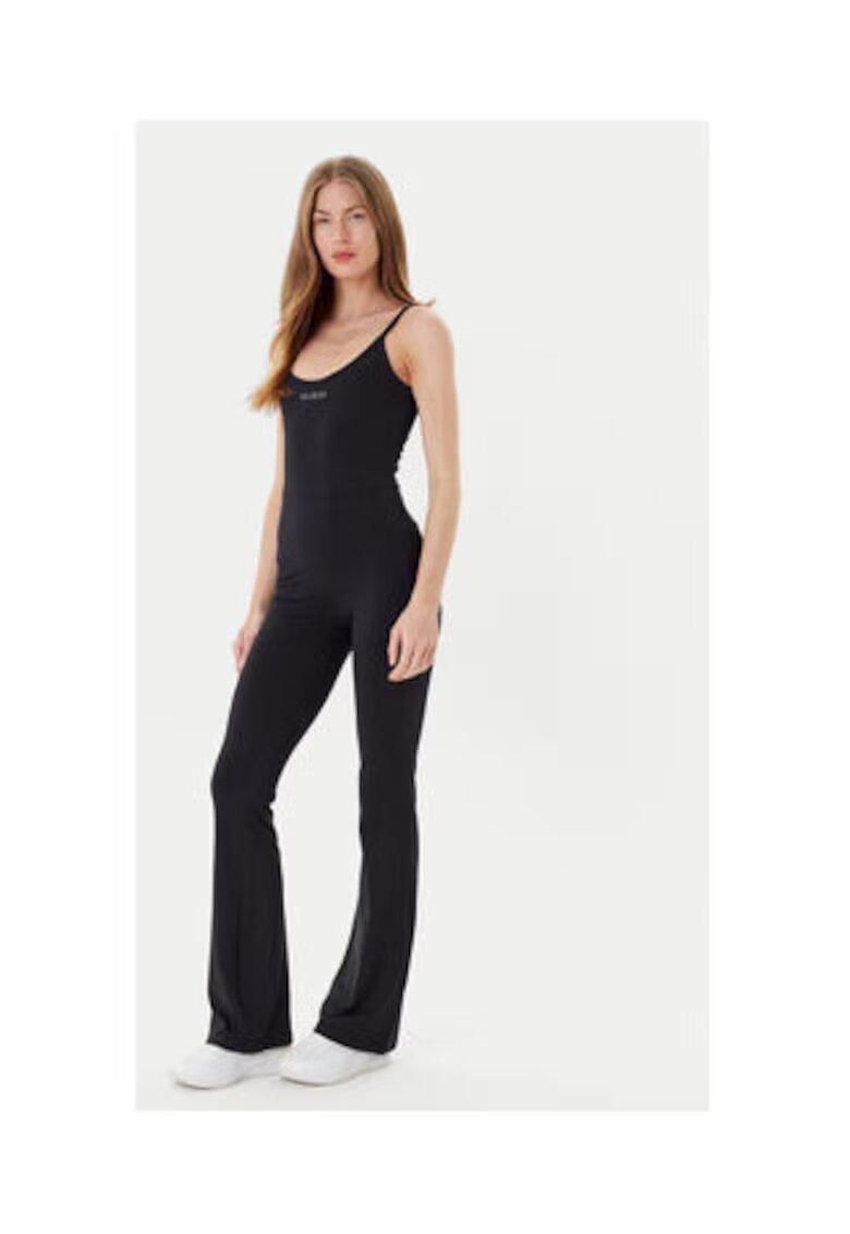Guess Salopeta lunga slim fit cu bretele inguste - decolteu rotund si logo metalic