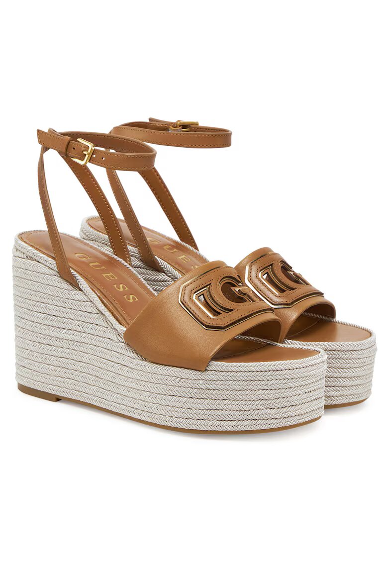 Guess Sandale dama - espadrile TAN FLJTAN LEA04 - piele naturala - bej/maro