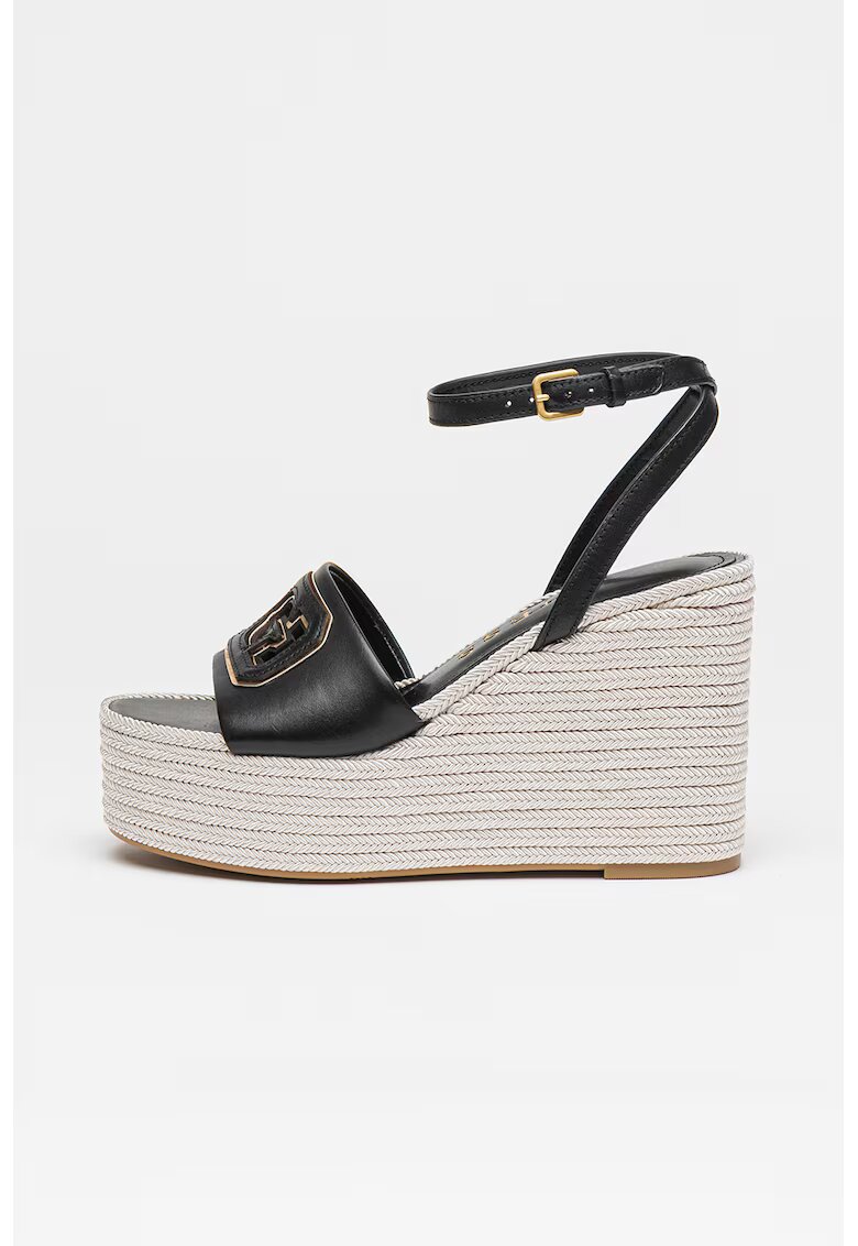 Guess Sandale-espadrile wedge - Auriu/Negru