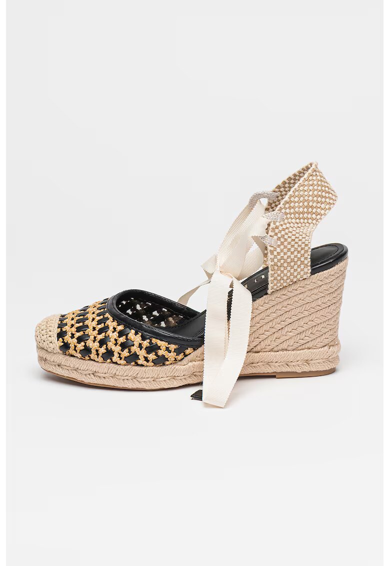 Guess Sandale-espadrille wedge - Negru/Bej