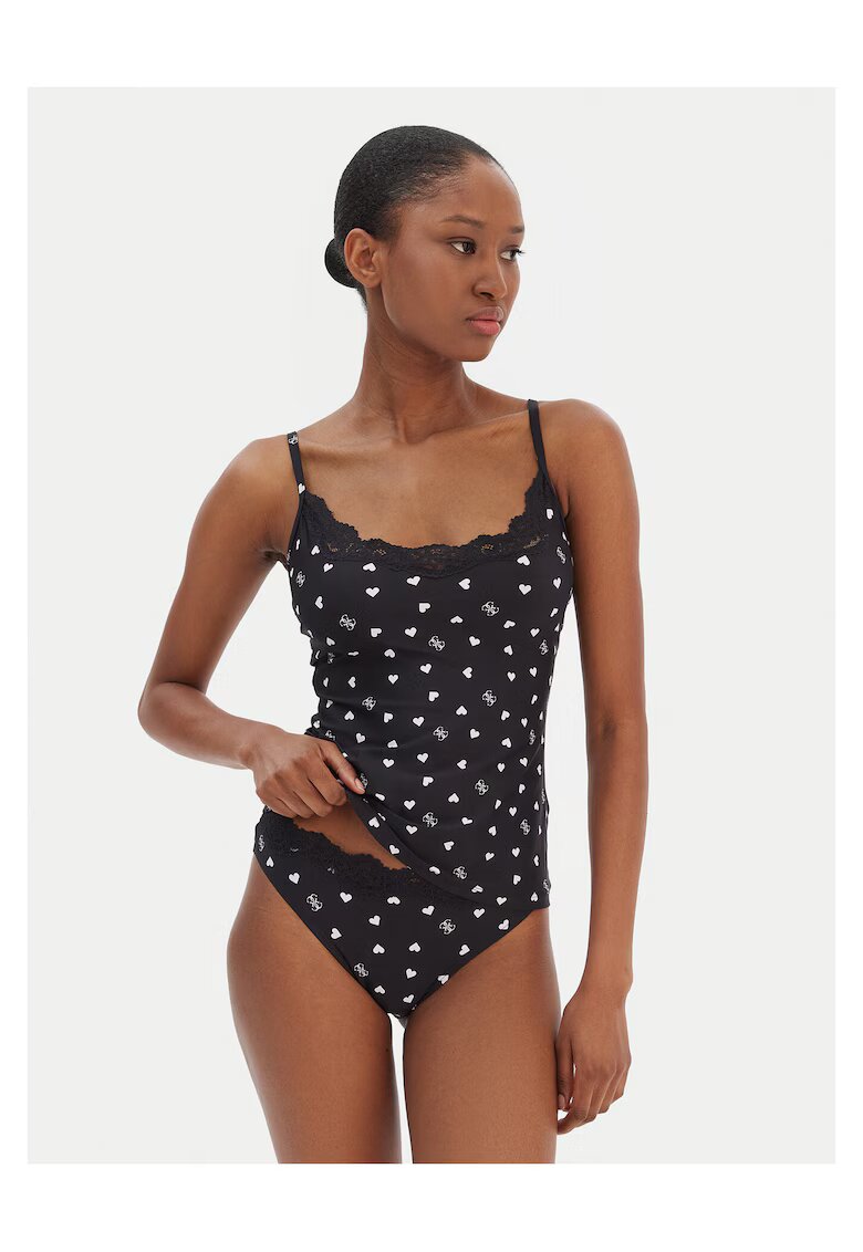 Guess Set de pijamale dama negru-alb