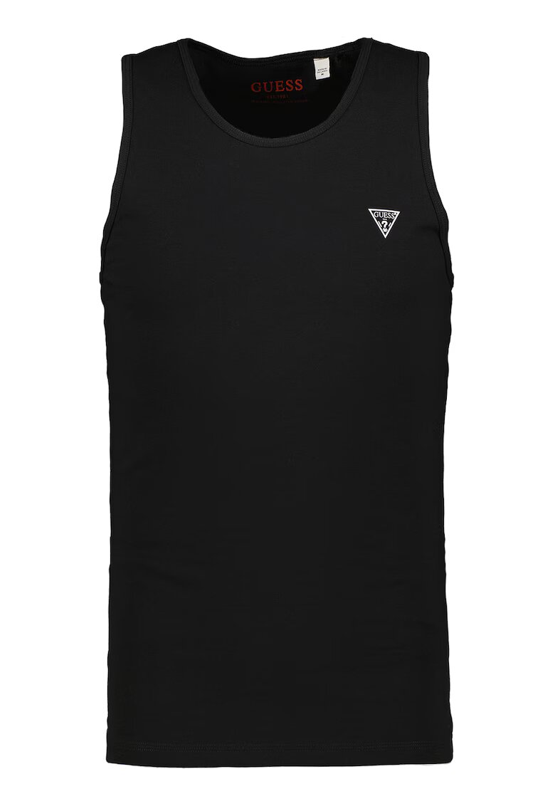 Guess Top din amestec de bumbac cu detaliu cu logo discret - Negru