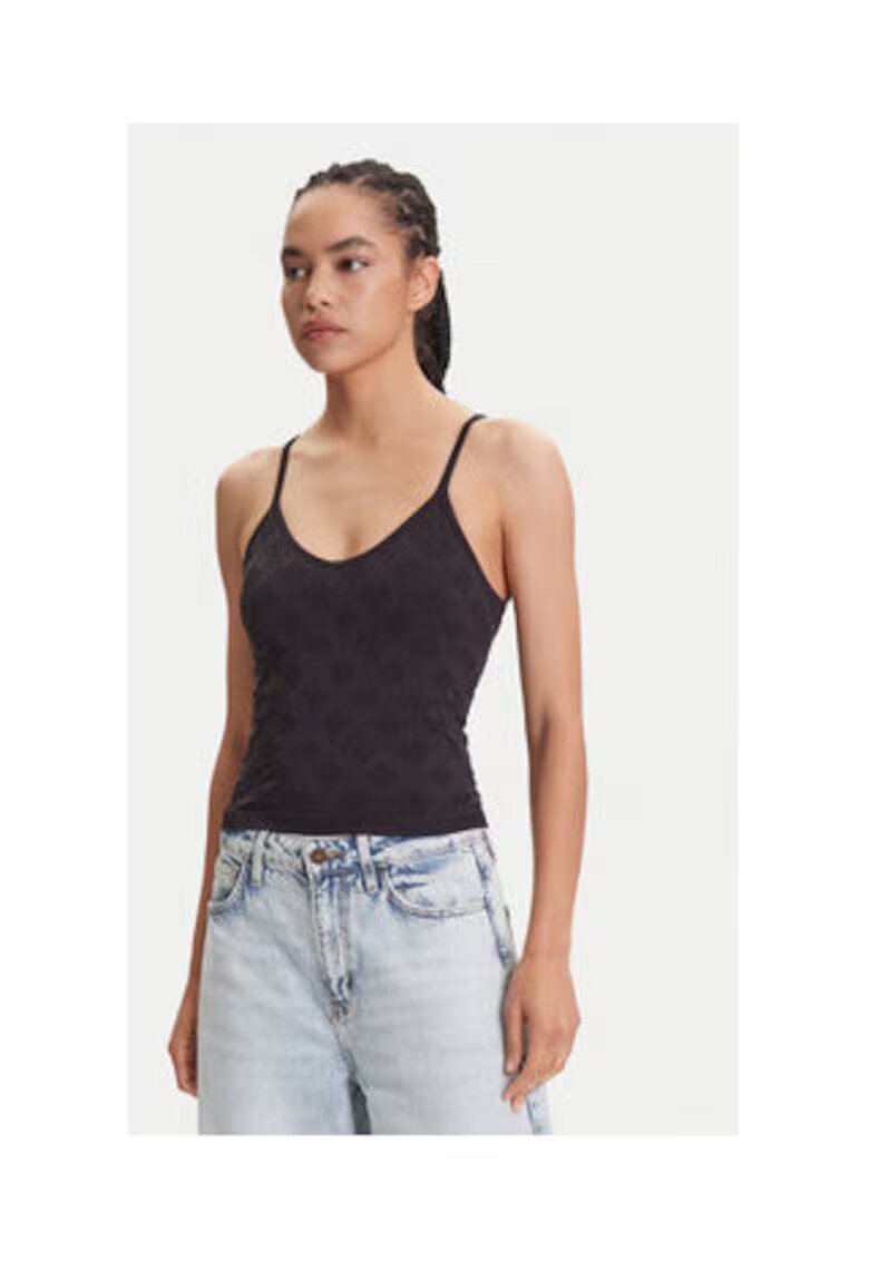 Guess Top din amestec de poliamida cu bretele subtiri si model logo