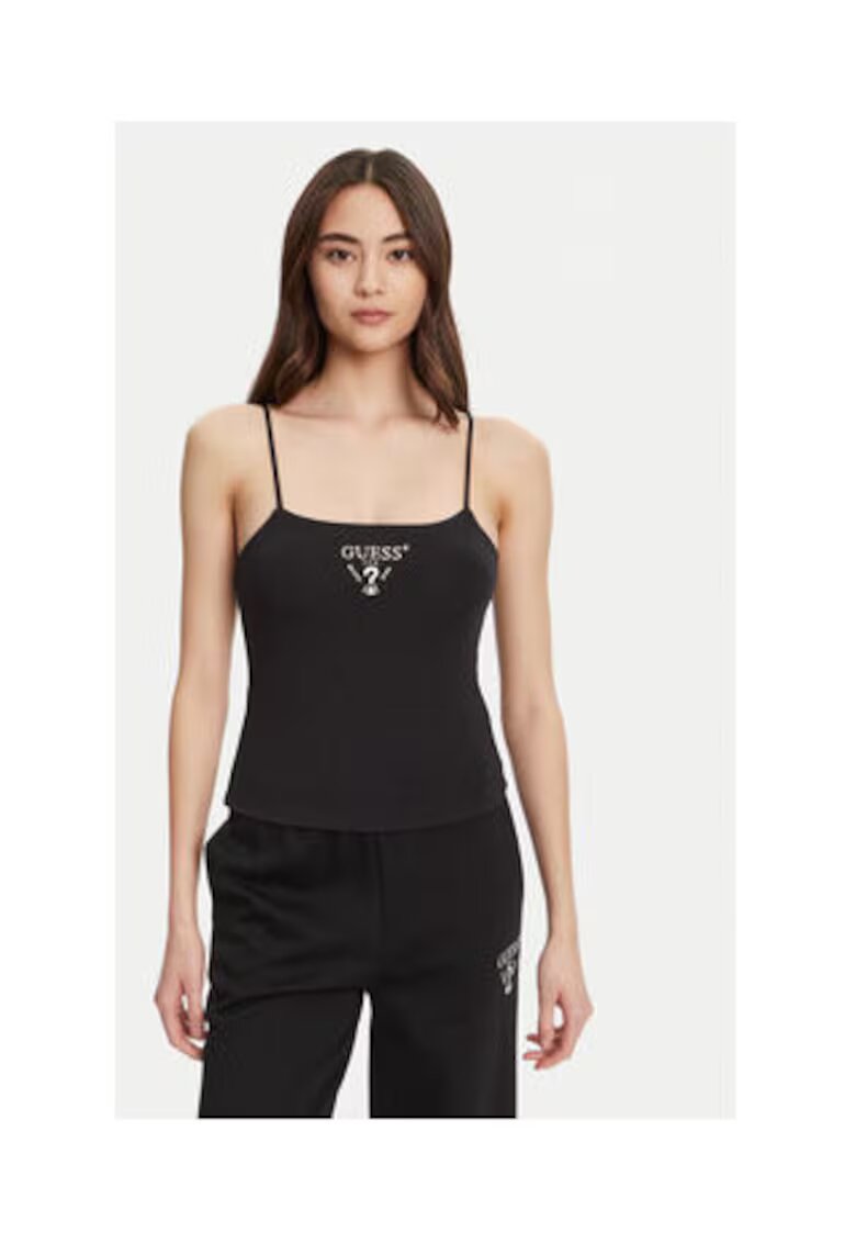 Guess Top din material elastic cu logo brodat pe piept
