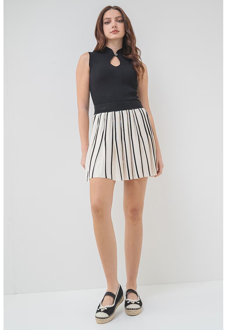 Guess Top striat cu decupaj - Negru