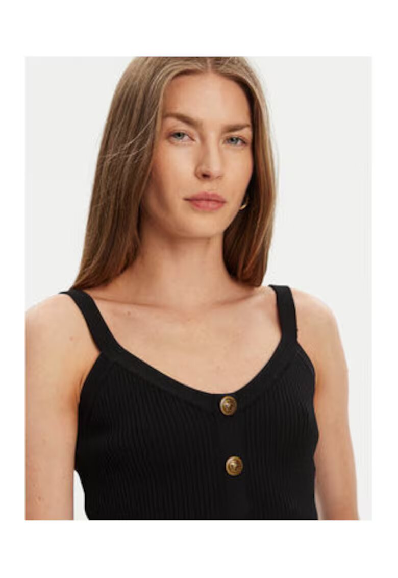 Guess Top uni din tricot cu nasturi decorativi si striatii