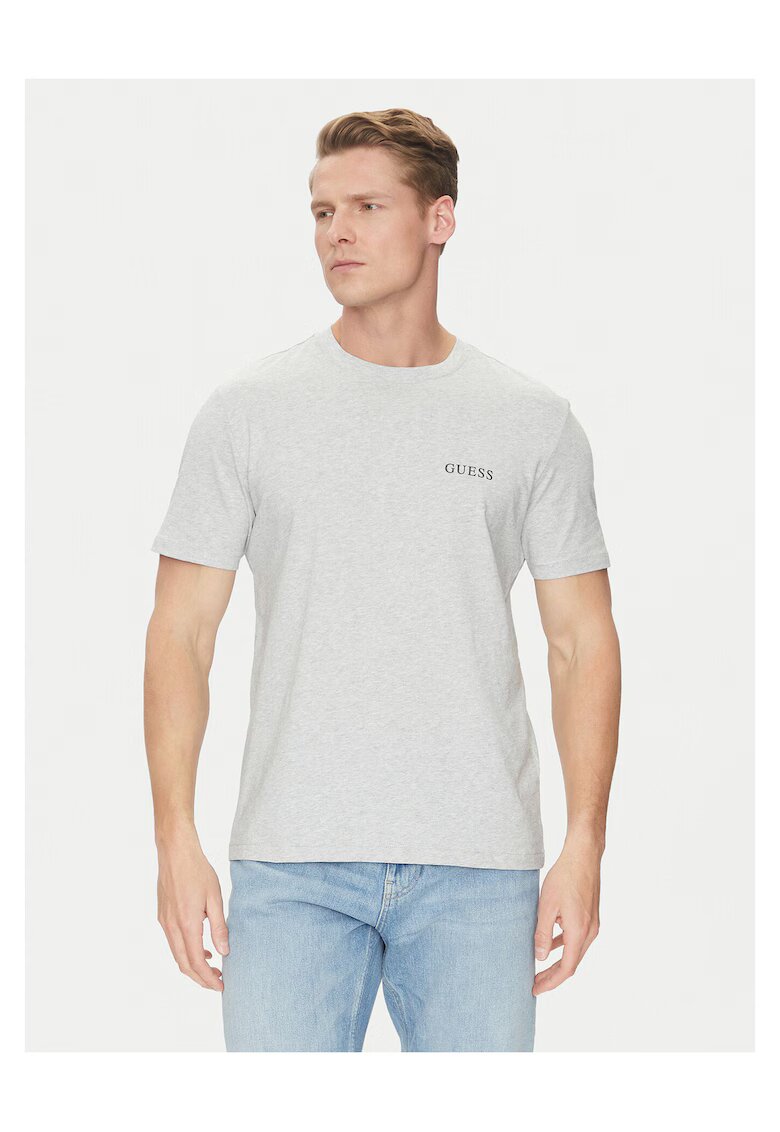 Guess Tricou barbati gri - din bumbac