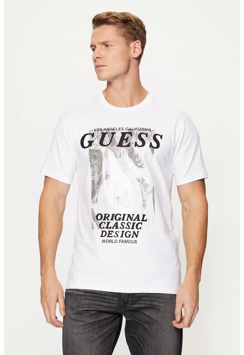 Guess Tricou barbati M4BI47 Alb - Alb