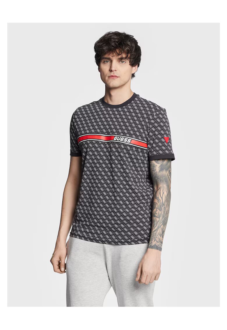 Guess Tricou barbati negru - bumbac -