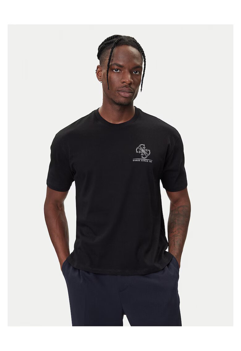 Guess Tricou barbati negru - material bumbac 100%