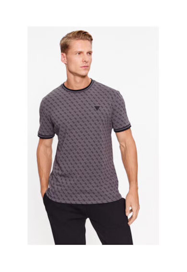 Guess Tricou cu guler la baza gatului si imprimeu logo -