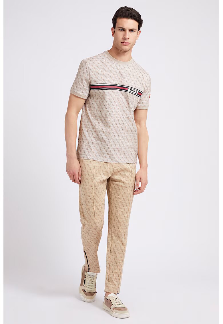 Guess Tricou cu imprimeu logo - pentru fitness - Rosu/Maro nisip/Maro camel