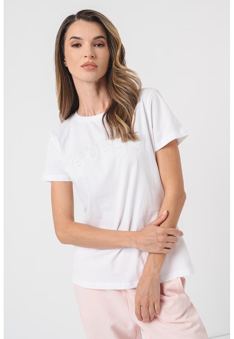 Guess Tricou cu logo brodat - pentru fitness - Alb optic