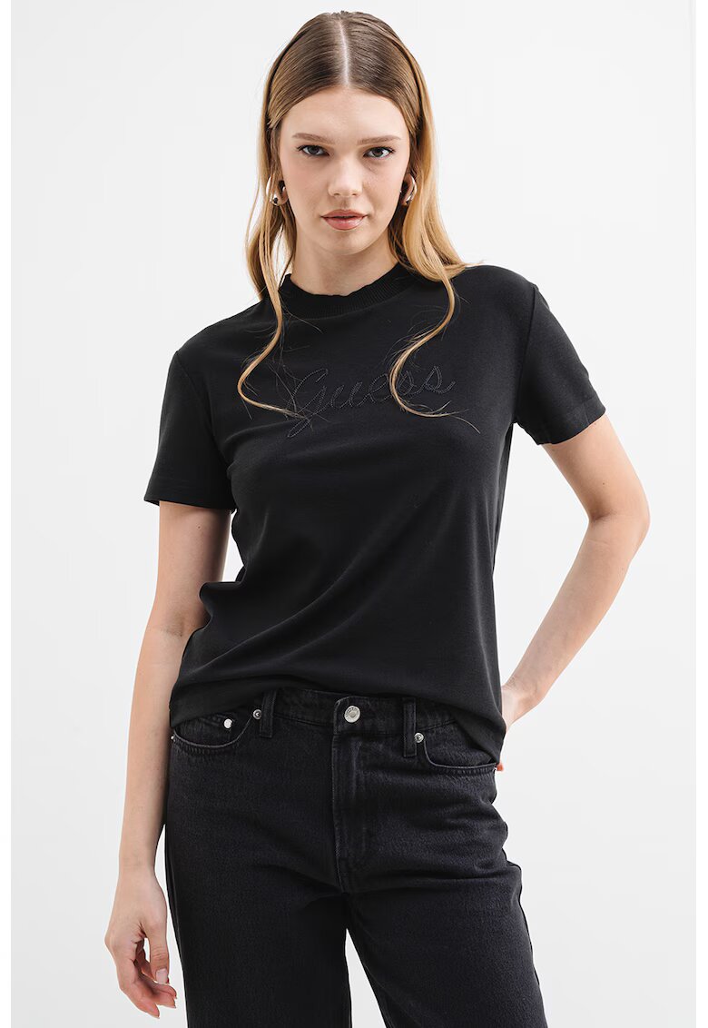 Guess Tricou cu logo pentru fitness - Negru stins