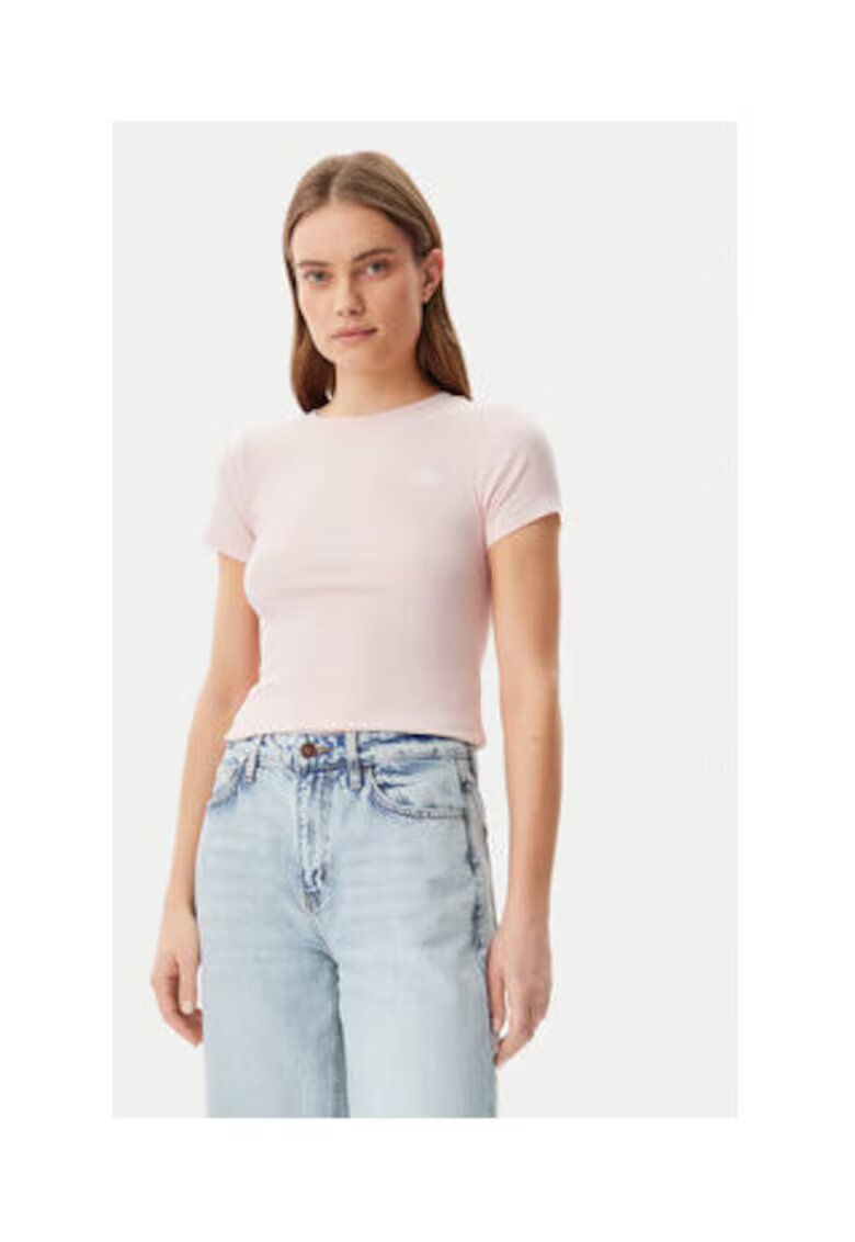 Guess Tricou cu model uni si maneci.scurte - Roz